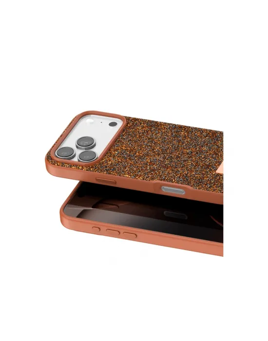 Onegif Apple İphone 17 Pro Bright Simli Kapak - Turuncu