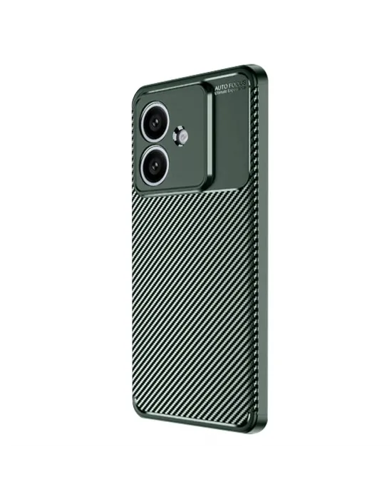 Oppo A3 Kılıf Auto Focus Karbon Kapak - Koyu Yeşil