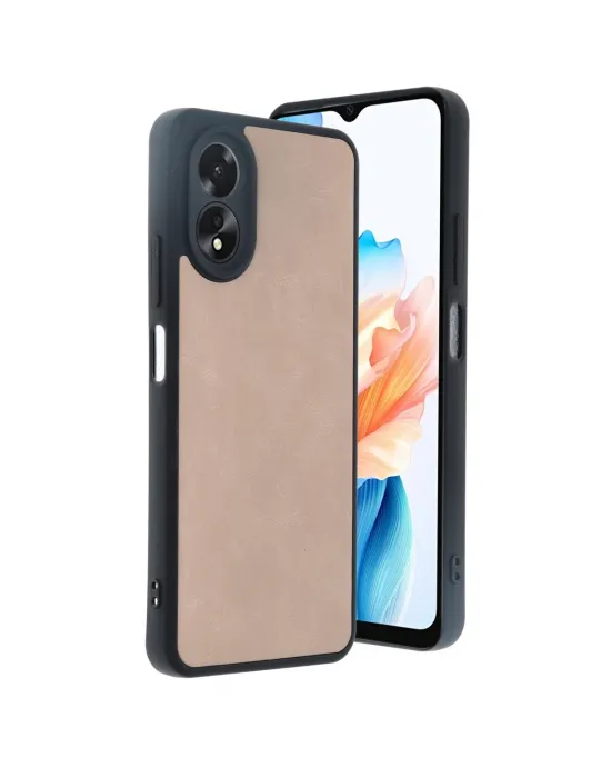 Oppo A38 Kılıf Aras Deri Kapak - Pudra