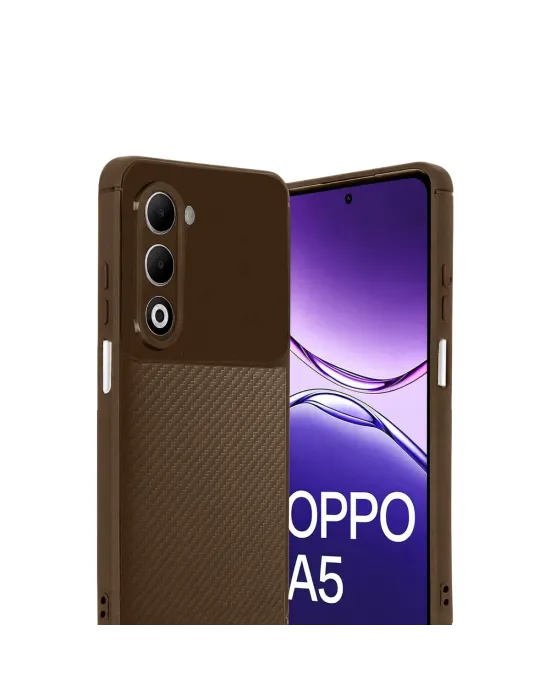 Oppo A5 4g Auto Focus Karbon Kapak - Kahverengi