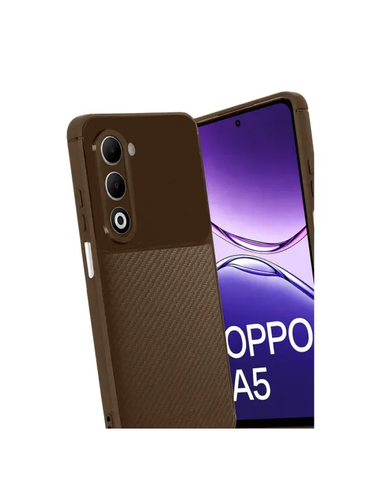 Oppo A5 4g Auto Focus Karbon Kapak - Kahverengi