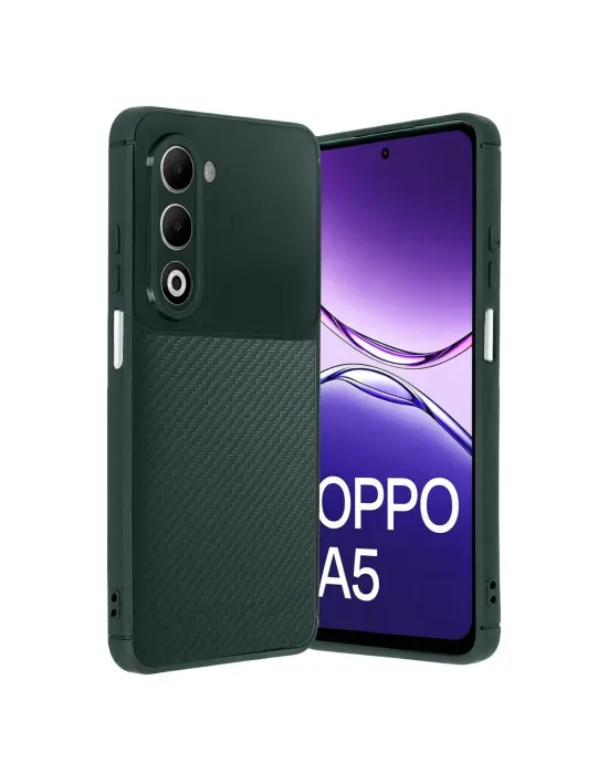 Oppo A5 4g Auto Focus Karbon Kapak - Koyu Yeşil