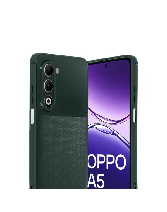 Oppo A5 4g Auto Focus Karbon Kapak - Koyu Yeşil