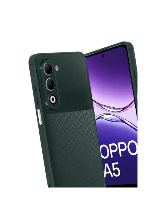 Oppo A5 4g Auto Focus Karbon Kapak - Koyu Yeşil