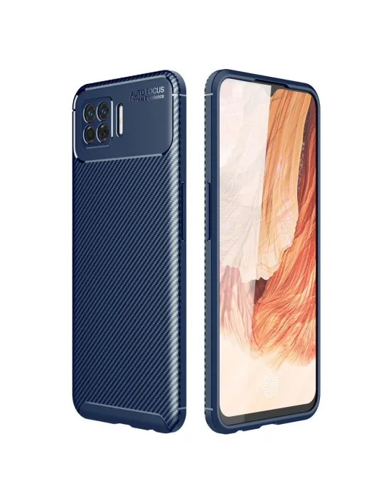 Oppo A73 Kılıf Auto Focus Karbon Kapak - Lacivert