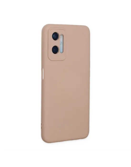 Oppo A96 Kılıf Nano İçi Kadife Silikon - Pudra