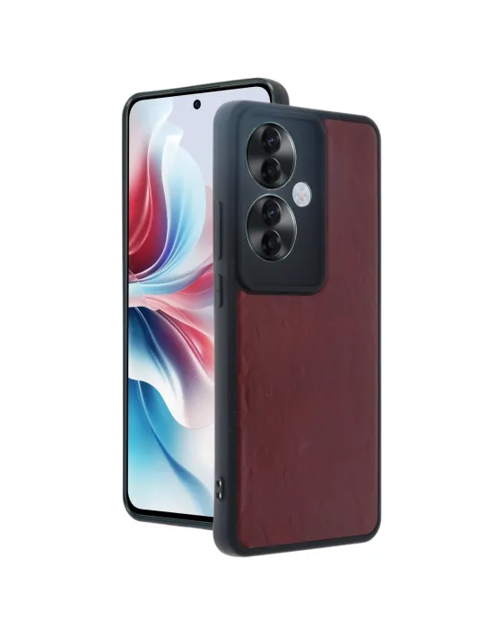 Oppo Reno 11f Kılıf Aras Deri Kapak - Bordo