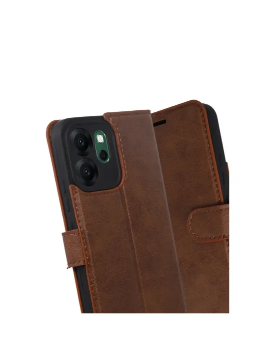 Oppo Reno 14f Trend S Plus Kapaklı Kılıf - Taba