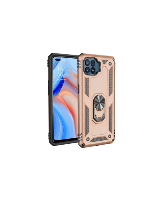 Oppo Reno 4 Lite Kılıf Sofya Yüzüklü Silikon Kapak - Gold