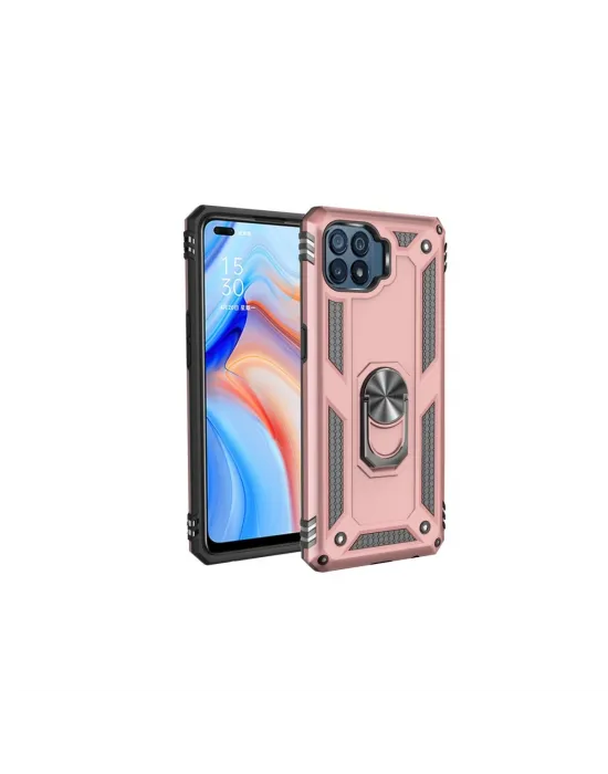 Oppo Reno 4 Lite Kılıf Sofya Yüzüklü Silikon Kapak - Rose