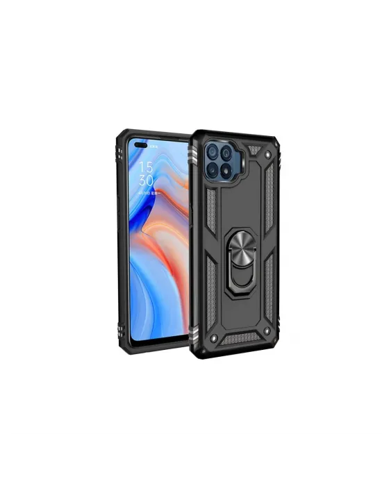 Oppo Reno 4 Lite Kılıf Sofya Yüzüklü Silikon Kapak - Siyah