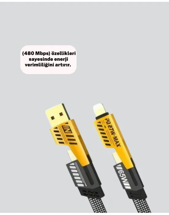 Örgülü Tasarım 4’ü 1 Arada Usb-c Lightning Hızlı Şarj Kablosu