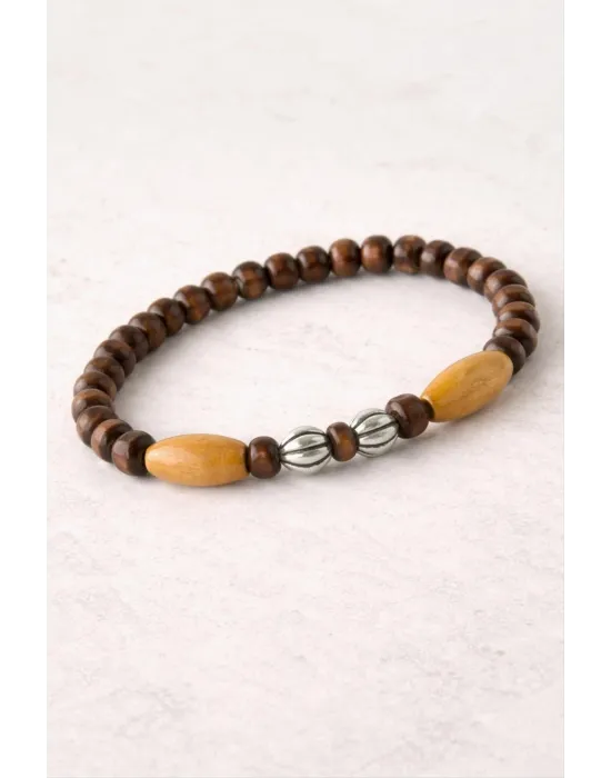 Oval Bambu Ahşap Bileklik 6 mm
