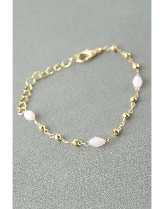 Oval Kristal Taşlı Bileklik