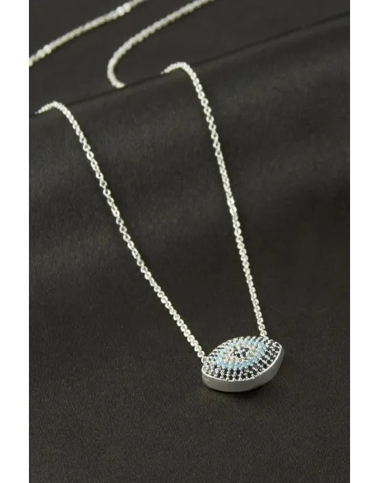 Oval Zirkon Taşlı Kolye