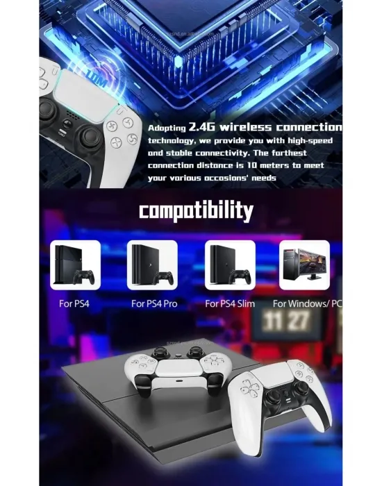 P4 Plus Bluetooth Titreşimli Ps4/ps5 Uyumlu Pc Telefon Joystick Kablosuz Oyun Kolu