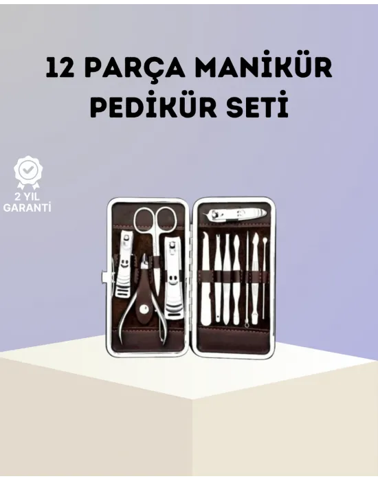 Paslanmaz Çelik Çok Fonksiyonlu 12 Manikür Seti