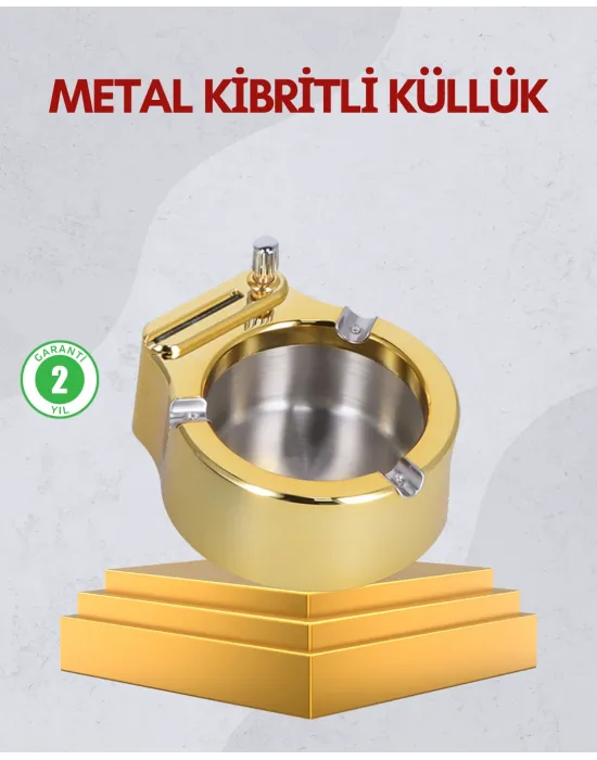 Paslanmaz Çelik Küllük Çakmaklı Masa Üstü Kullanım