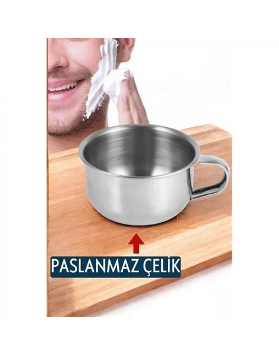 Paslanmaz Çelik Tıraş Tası Sabun Köpürtme Kasesi