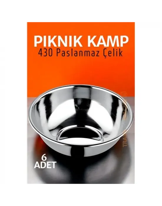 Paslanmaz Çelik Yemek Tası Çorba Kasesi Kamp Piknik Tabağı 6 ADET 721503