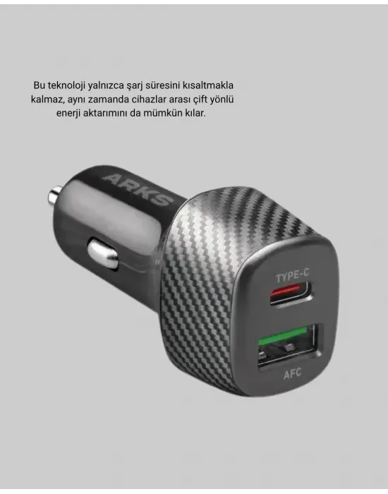 Pd Destekli 38w Araç Şarj Başlığı Type-c + Usb Çift Çıkış Hızlı Şarj
