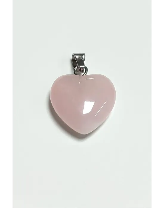 Pembe Kuvars Kalpli Doğaltaş Kolye Ucu Küçük 1,5 cm