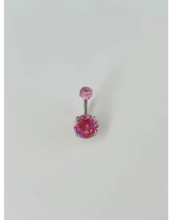 Pembe Taşlı Göbek Piercing - Pg0037