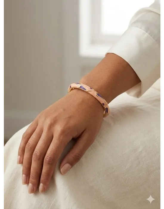 Pink Lavender Mine İşlemeli Kelepçe Bileklik - Kbl0458