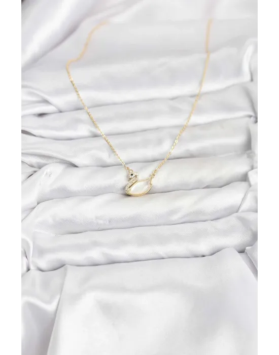 Pirinç Gold Renk Kuğu Model Kadın Kolye