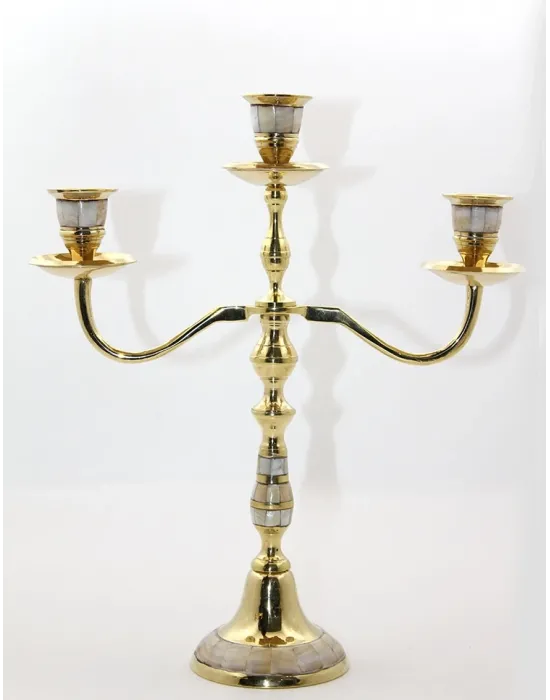 Pirinç Sedefli 3lü Şamdan 19124