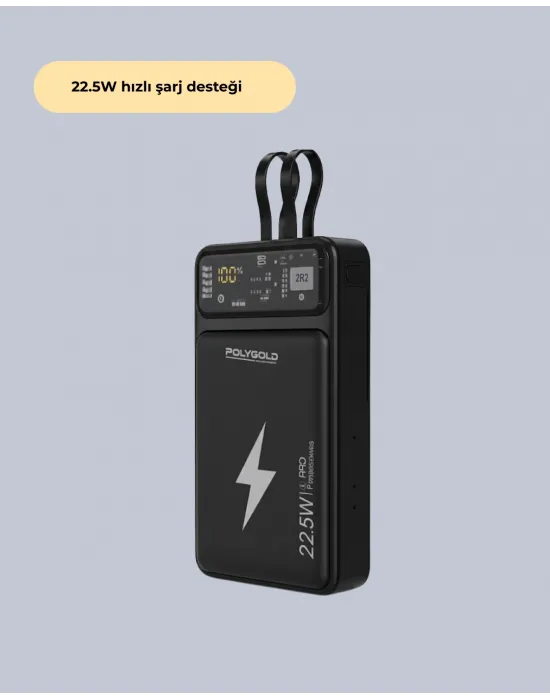 Powerbank Dahili Ekranlı 10000 Mah Çift Kablolu