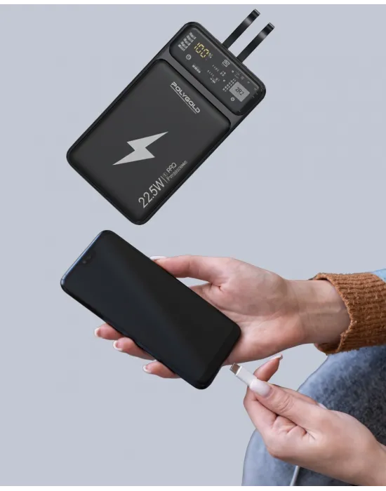 Powerbank Dahili Ekranlı 10000 Mah Çift Kablolu