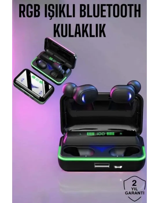 Powerbank Özellikli Kablosuz Bluetooth Kulaklık Rgb Işıklı