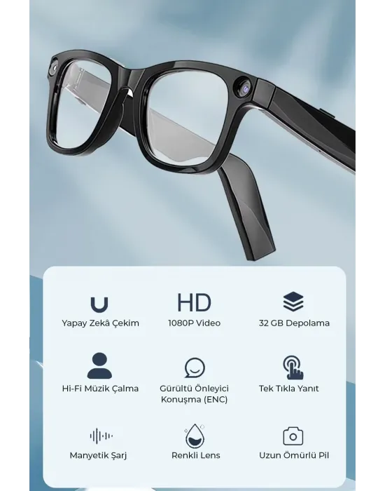 Pro Max Akıllı Gözlük Kameralı Yapay Zeka,müzik Dinleme,telefon İle Konuşma Bluetooth