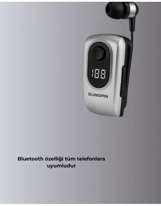 Profesyonel Bluetooth Kulaklık – Klipsli, Titreşimli, Dijital Göstergeli