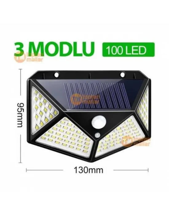 Projektör 100 Ledli Işık Sensörlü Güneş Enerjili Solar Lamba