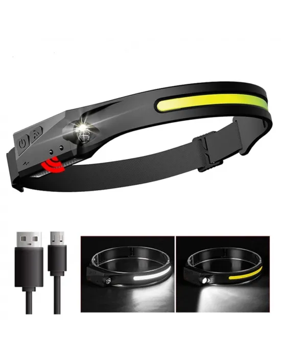 Ps-001 5 Aydınlatma Modlu Cob Led Sensörlü Usb Şarj  Edilebilir Dahili Pilli Kafa Lambası