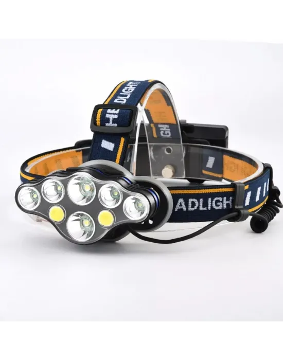 Ps-888 Güçlü Usb Şarj Edilebilir Profesyonel 8 Modlu 6000 Lümen 8 Led Su Geçirmez Kafa Lambası