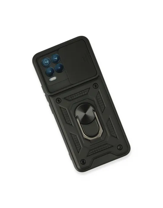 Realme 8 Kılıf Pars Lens Yüzüklü Silikon - Siyah