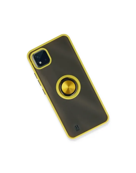 Realme C11 2021 Kılıf Montreal Yüzüklü Silikon Kapak - Sarı