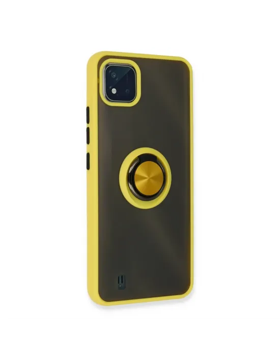 Realme C11 2021 Kılıf Montreal Yüzüklü Silikon Kapak - Sarı
