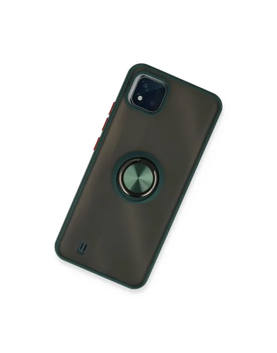 Realme C11 2021 Kılıf Montreal Yüzüklü Silikon Kapak - Yeşil