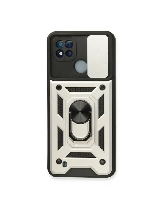 Realme C11 2021 Kılıf Pars Lens Yüzüklü Silikon - Gümüş
