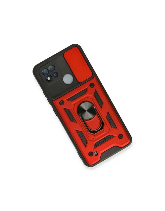 Realme C11 2021 Kılıf Pars Lens Yüzüklü Silikon - Kırmızı
