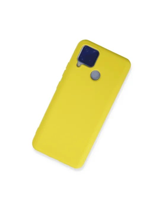 Realme C15 Kılıf Nano İçi Kadife Silikon - Sarı
