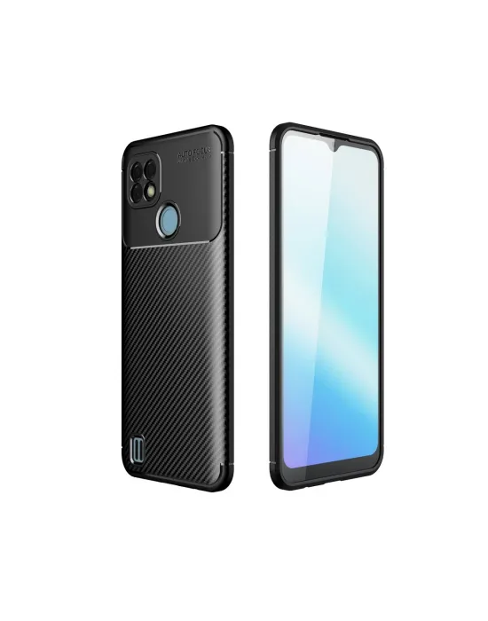 Realme C21 Kılıf Auto Focus Karbon Kapak - Siyah