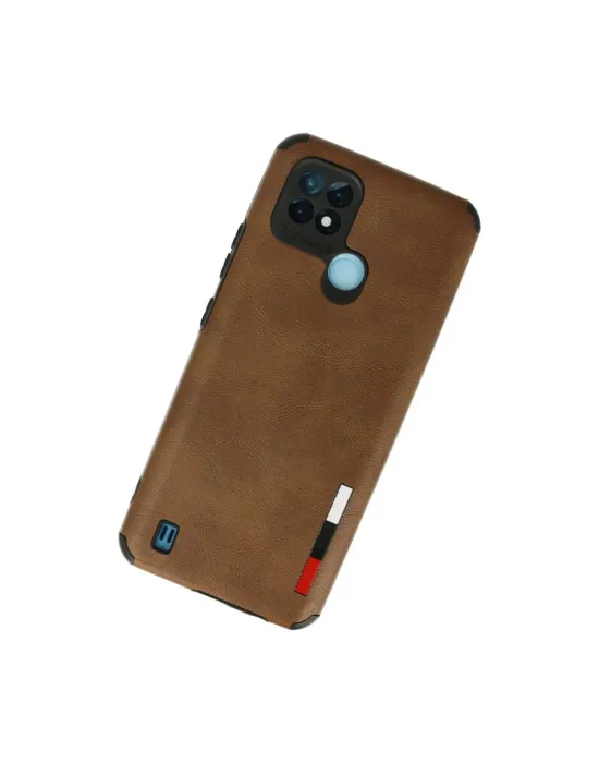 Realme C21 Kılıf Loop Deri Silikon - Kahverengi