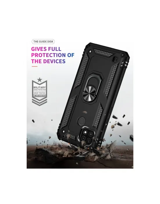 Realme C21 Kılıf Sofya Yüzüklü Silikon Kapak - Siyah