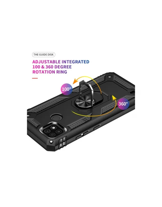 Realme C21 Kılıf Sofya Yüzüklü Silikon Kapak - Siyah