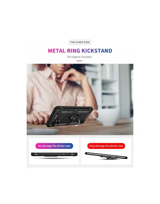 Realme C21 Kılıf Sofya Yüzüklü Silikon Kapak - Siyah